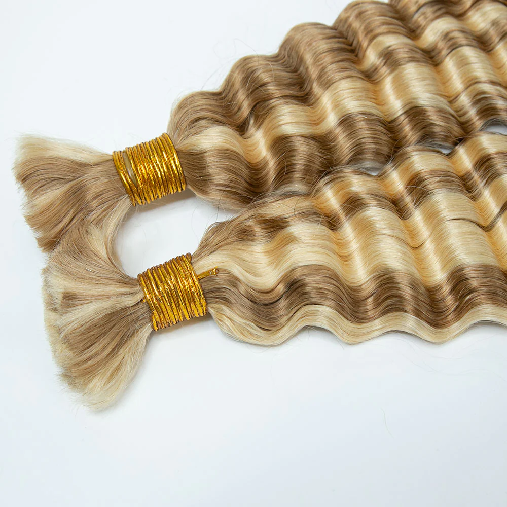 #27/#613 Piano Color Deep Wave Bulk Hair Extensions for Braiding - Image 3