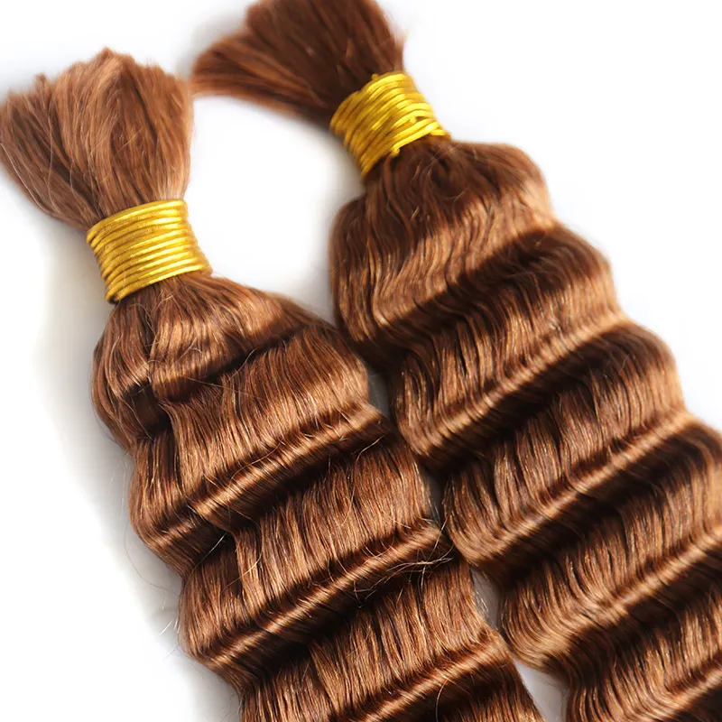 #30 Light Brown Deep Wave Bulk Hair Extensions for Braiding - Image 5