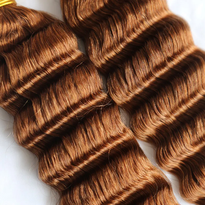 #30 Light Brown Deep Wave Bulk Hair Extensions for Braiding - Image 6