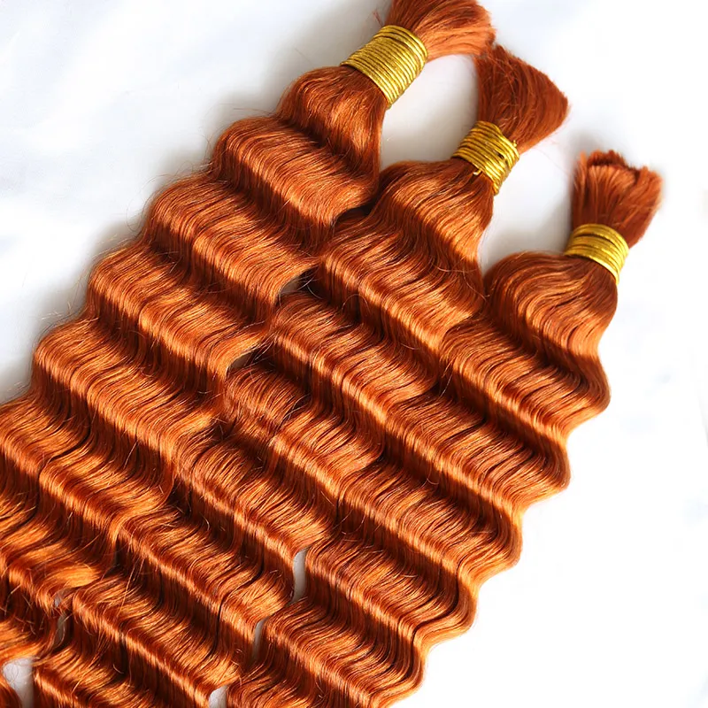 #350 Flaming Ginger Deep Wave Bulk Hair Extensions for Braiding - Image 10