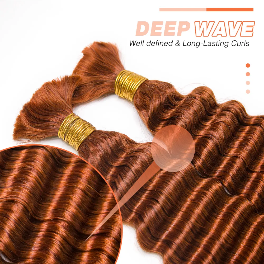 #350 Flaming Ginger Deep Wave Bulk Hair Extensions for Braiding - Image 7