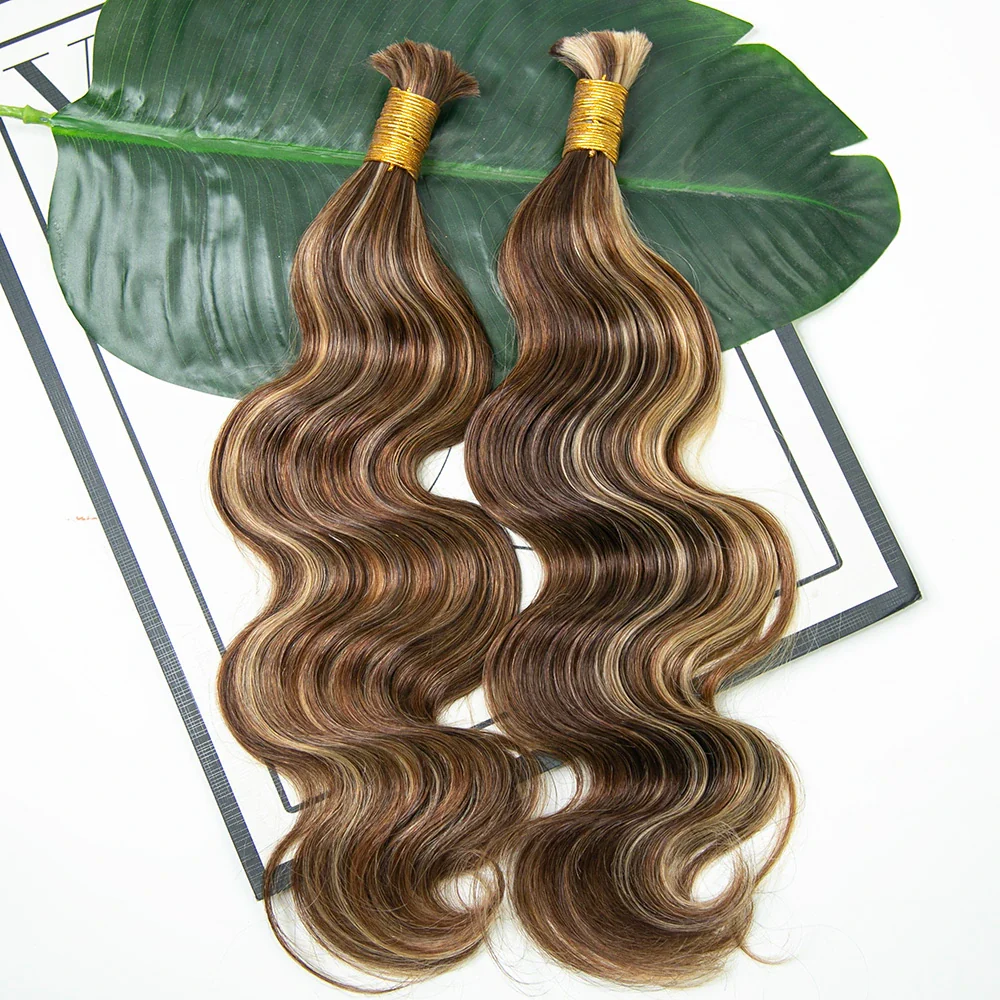 #4/#27/#30 Mix Color Blend Body Wave Bulk Human Braiding Hair