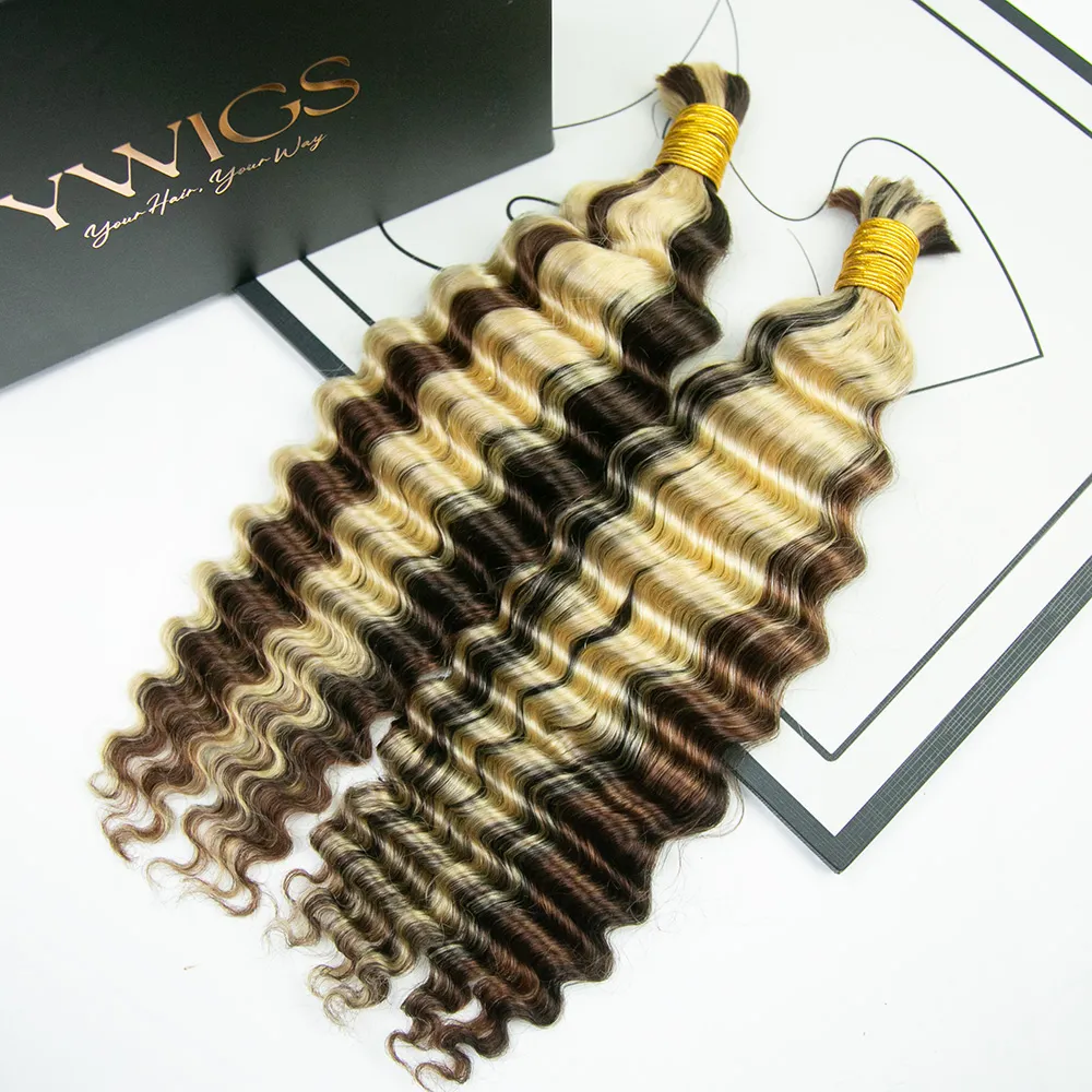 #4/#30/#613 Mix Color Blend Deep Wave Bulk Human Braiding Hair - Image 5