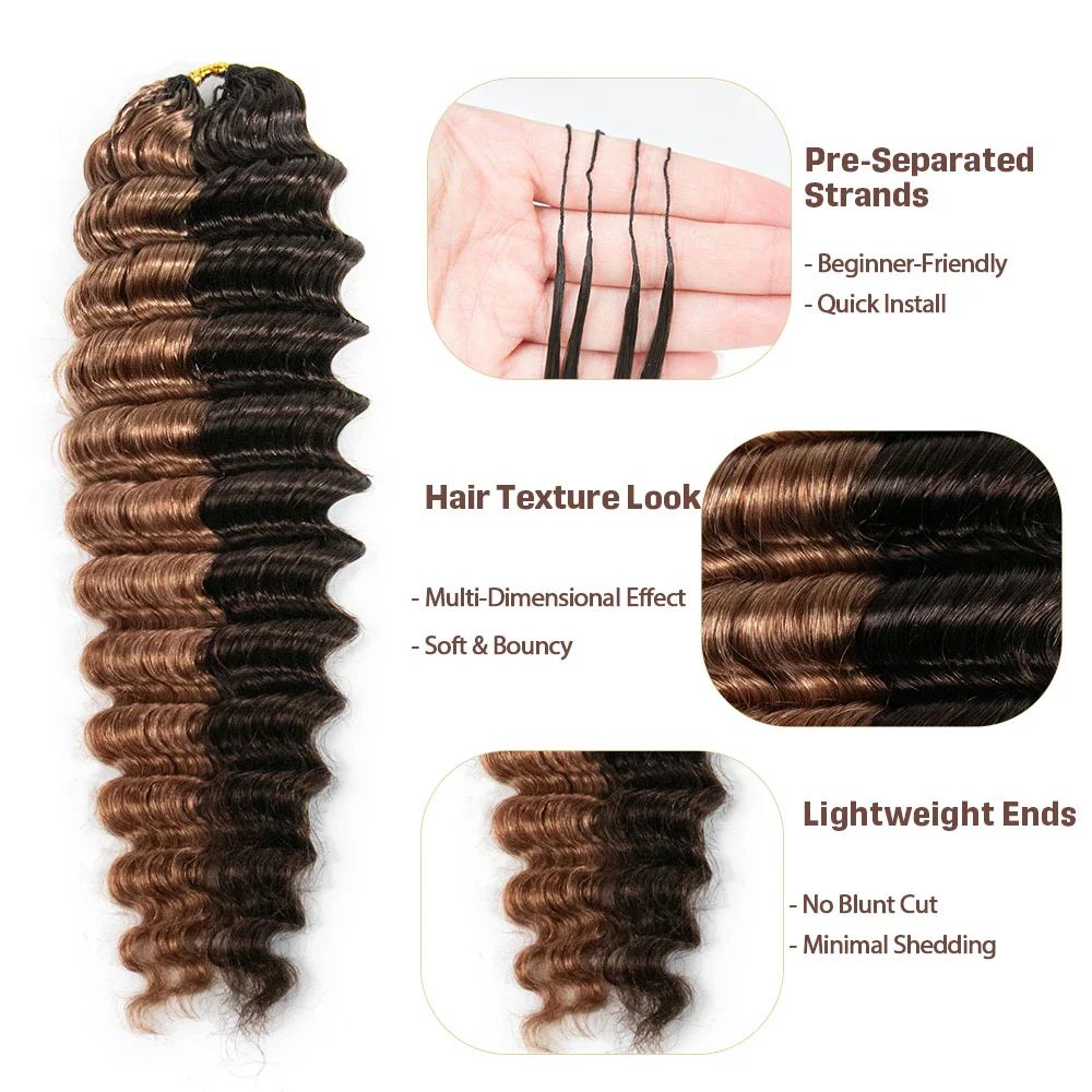 #4/#30 Mix Color Blend Deep Wave Crochet Human Hair - Image 2