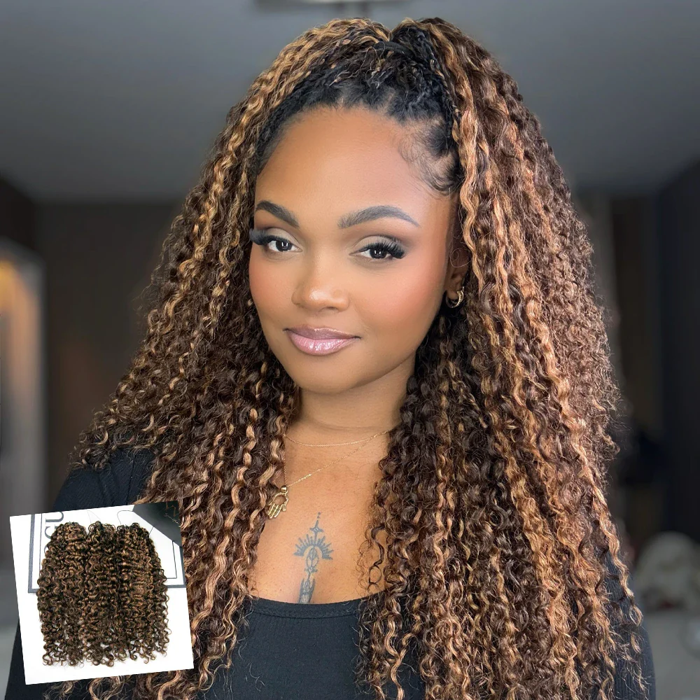 #4/30 Mix Color Blend Water Deep Wave Feather Crochet Hair
