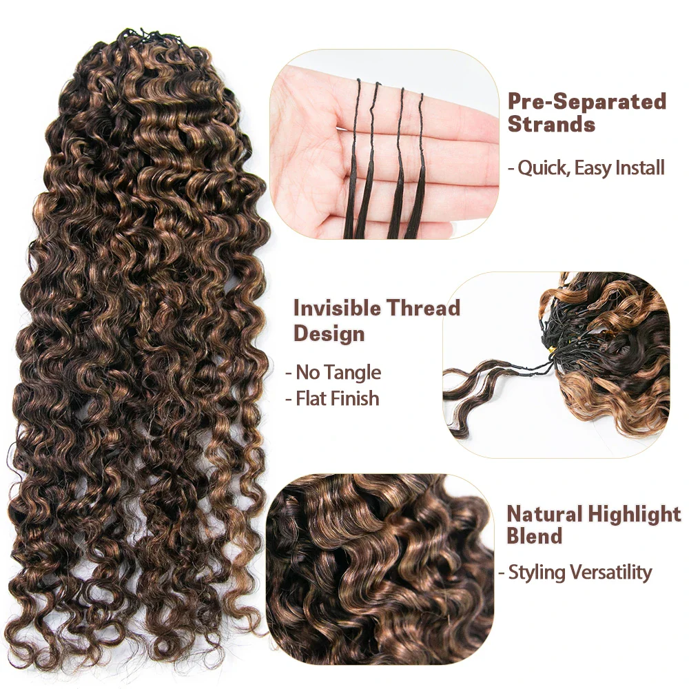 #4/30 Mix Color Blend Water Deep Wave Feather Crochet Hair - Image 4