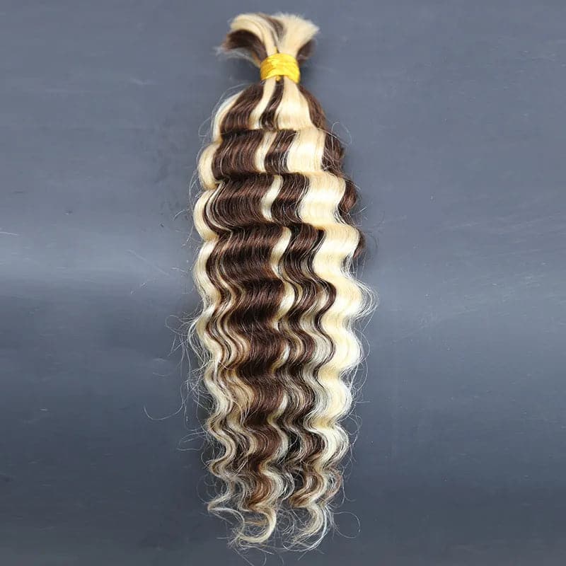 #4/#613 Piano Color Deep Wave Bulk Hair Extensions for Braiding