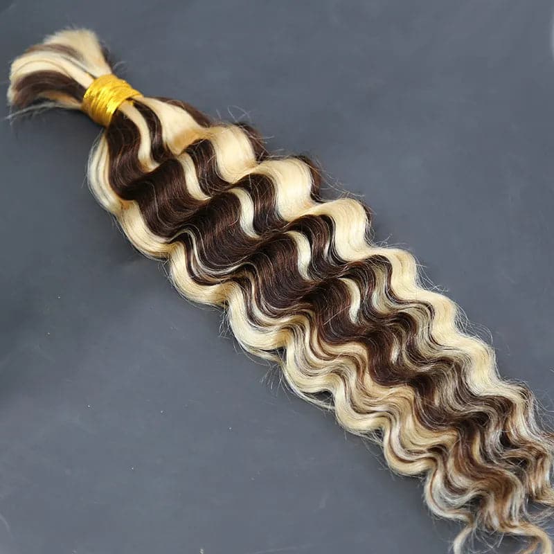 #4/#613 Piano Color Deep Wave Bulk Hair Extensions for Braiding - Image 3