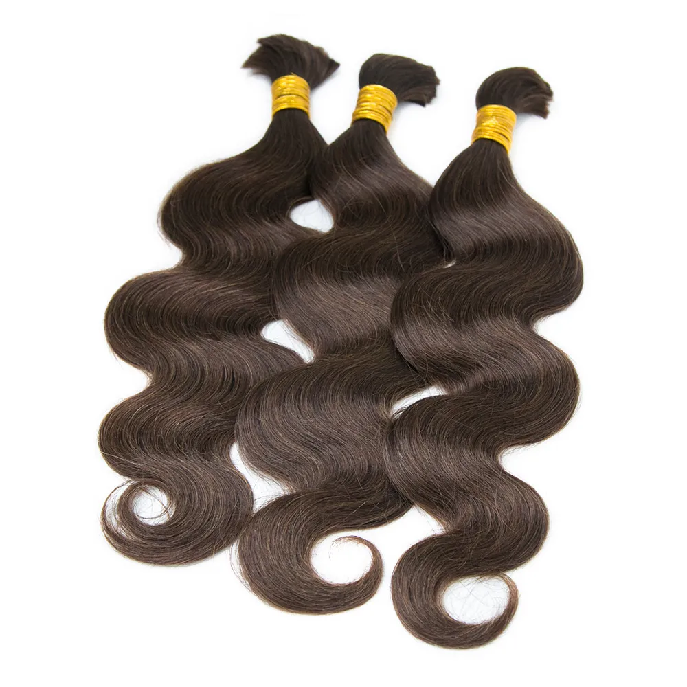 #4 Medium Brown Body Wave Bulk Human Braiding Hair - Image 2