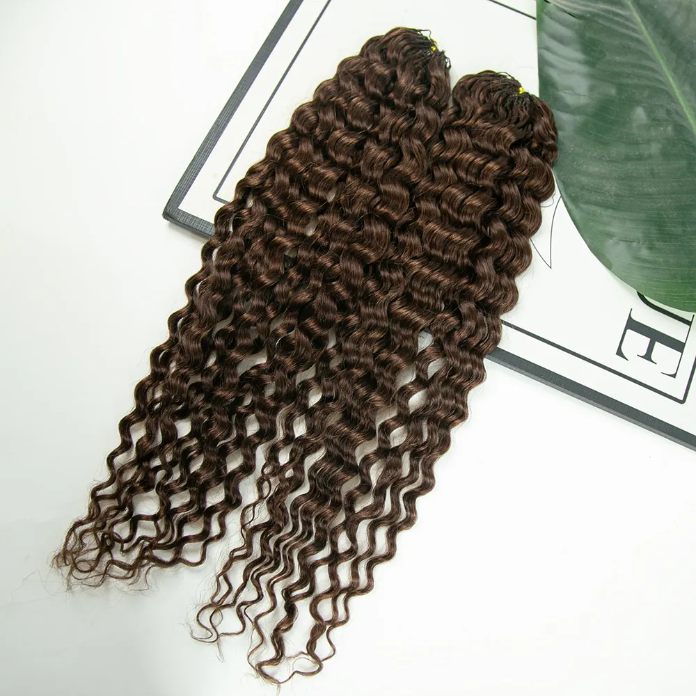 #4 Medium Brown Water Wave Human Crochet Hair - Image 4