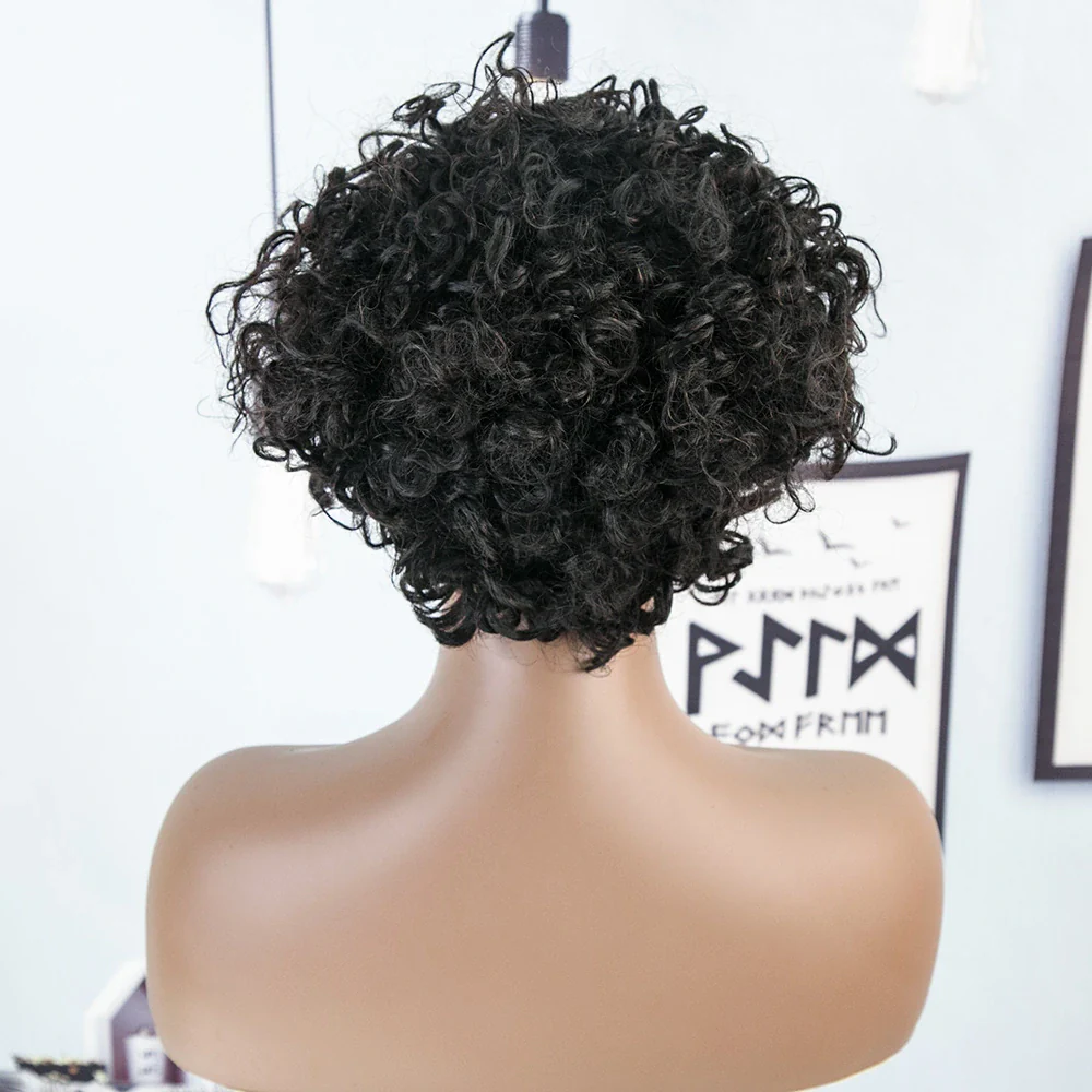 8 Inch 150% Density Natural Color Pixie Cut Human Hair Headband Wig for Sale Y241117 - Image 4