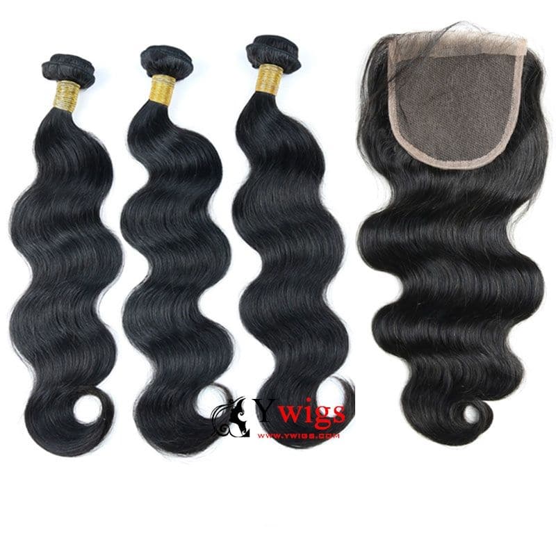 Natural Color Body Wavy Brazilian Hair Bundles with 5x5 HD Lace Closure PSB03 - Image 3