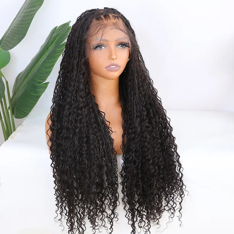 HD Lace Bohemian Knotless Human Hair Full Lace Braided Wig 26 inches - Image 3