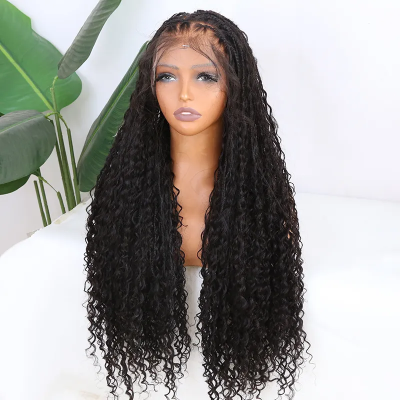 HD Lace Bohemian Knotless Human Hair Full Lace Braided Wig 26 inches - Image 5