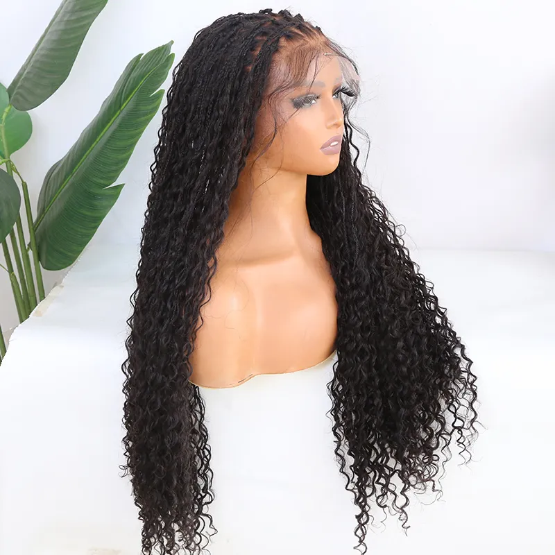 HD Lace Bohemian Knotless Human Hair Full Lace Braided Wig 26 inches - Image 6