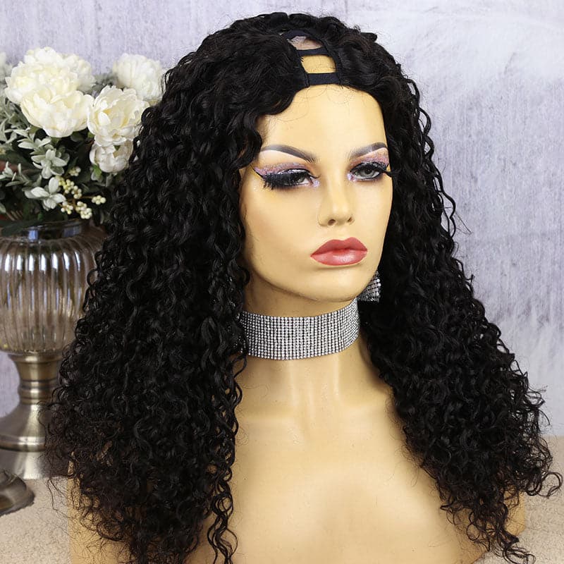 Brazilian Deep Curly Texture U Part Wigs AU05 - Image 3