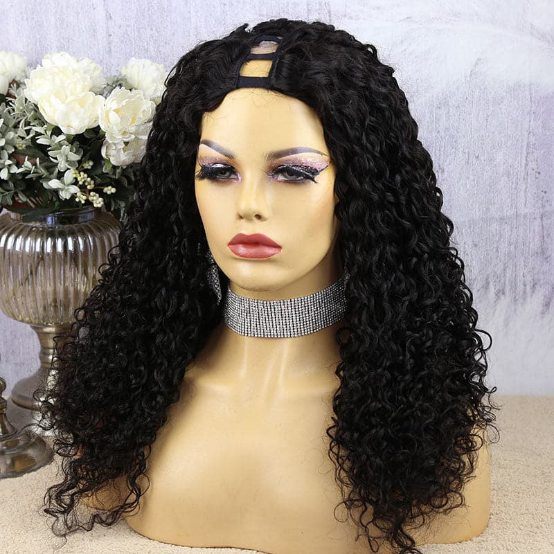 Brazilian Deep Curly Texture U Part Wigs AU05 - Image 4