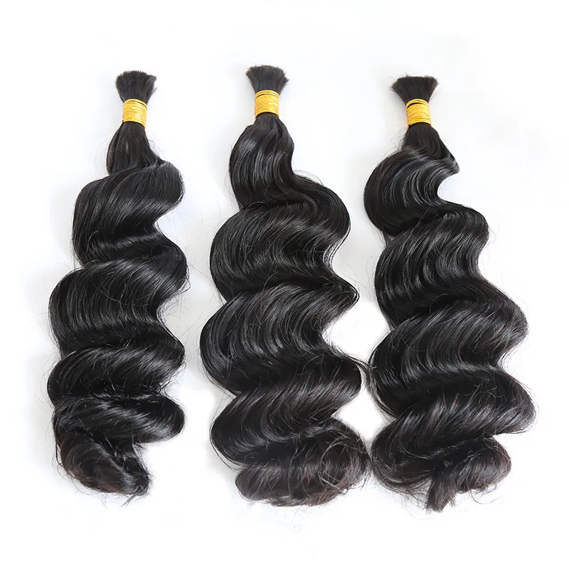 Double Drawn Burmese Loose Wave Human Braiding Hair - Image 2