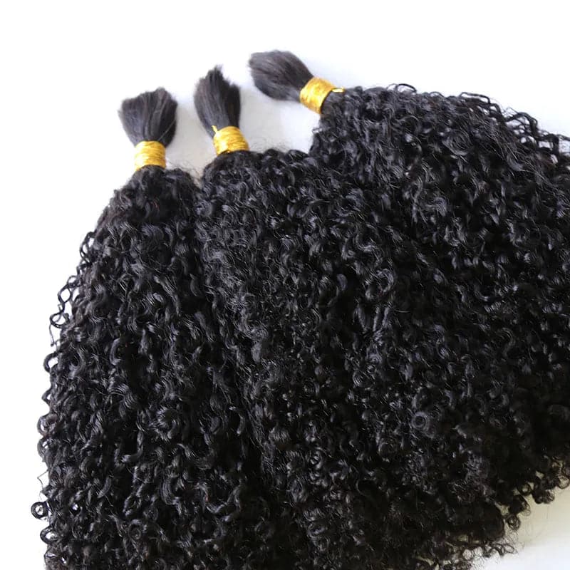 Double Drawn Burmese Multi-Textured Kinky Curly Human Braiding Hair - Image 2
