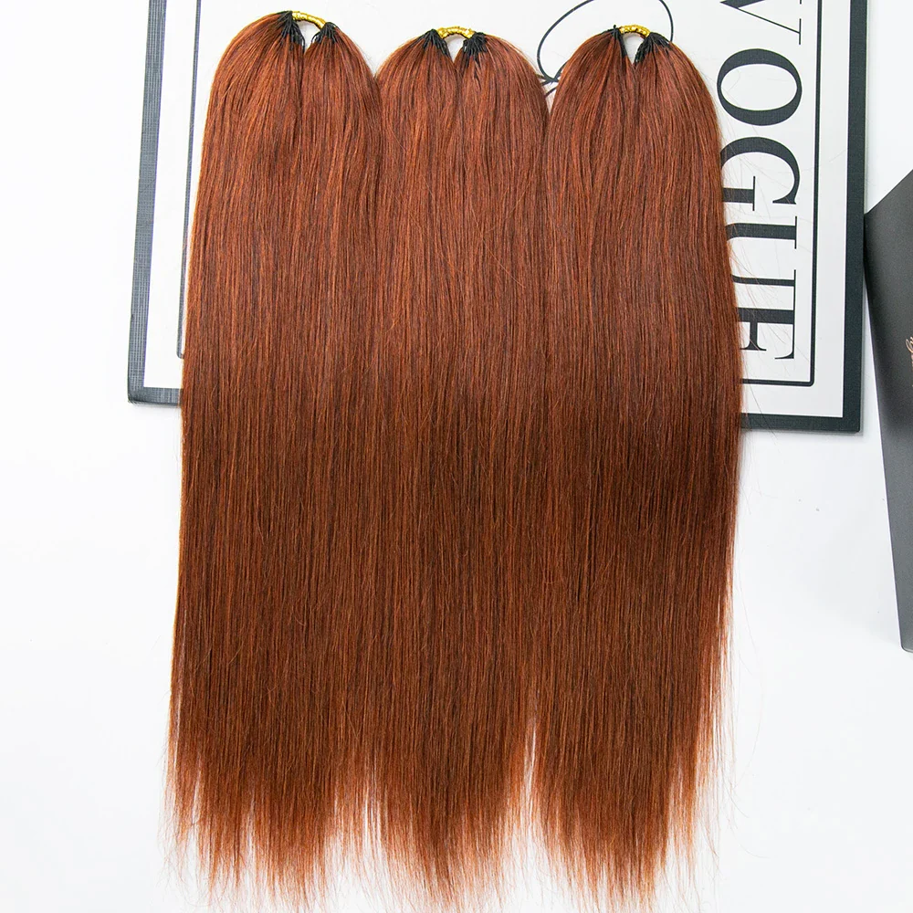 Pre-Order Copper Color Silky Straight Feather Crochet Hair Human Hair