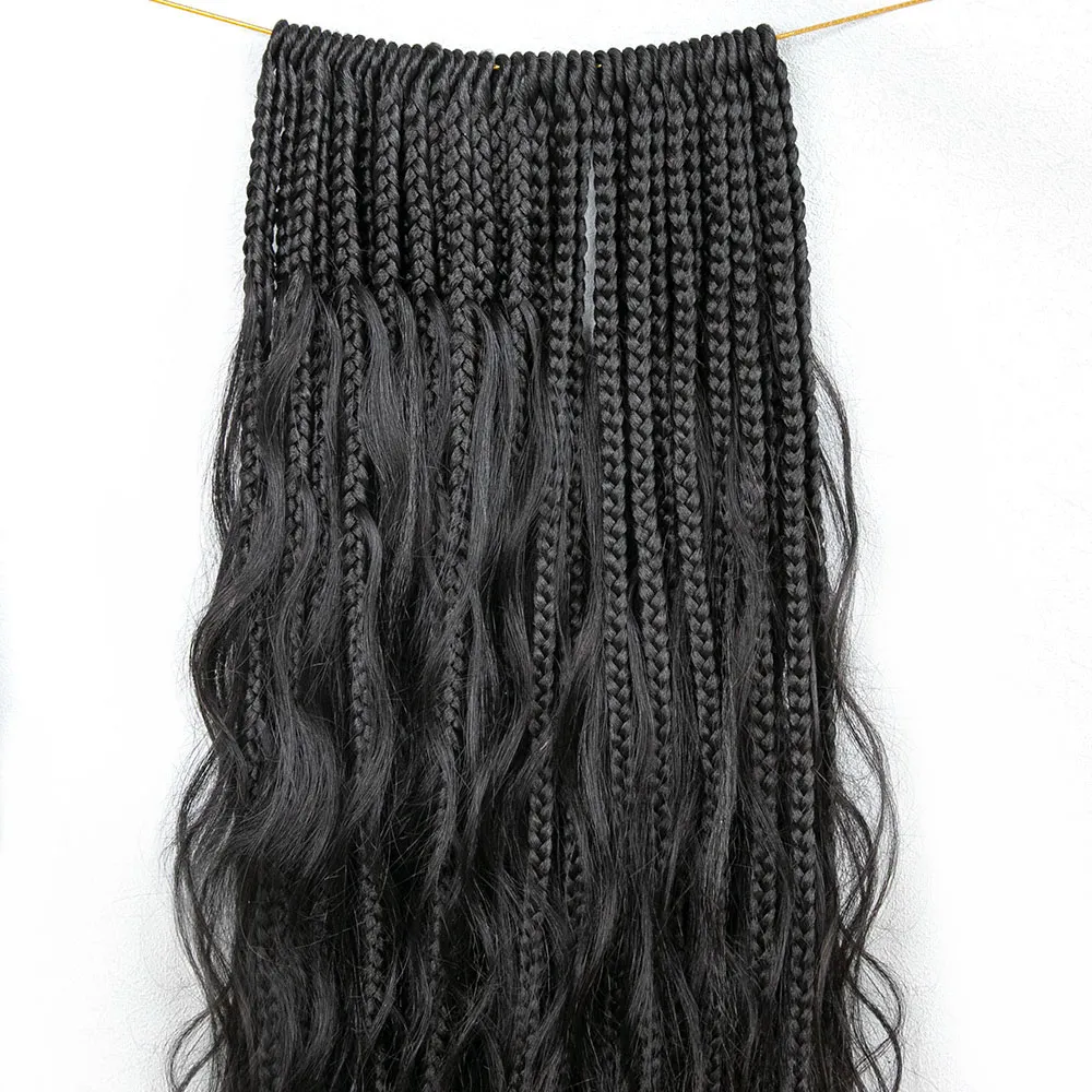 Crochet Mermaid Braids with Loose Wave Human Hair Curls - Image 5