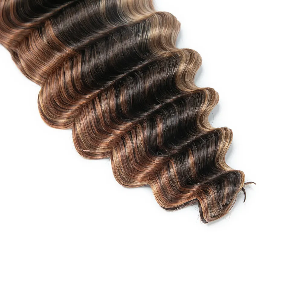 Double Drawn Burmese #4/#27/#30 Mix Color Blend Deep Wave Human Hair Bulk - Image 7