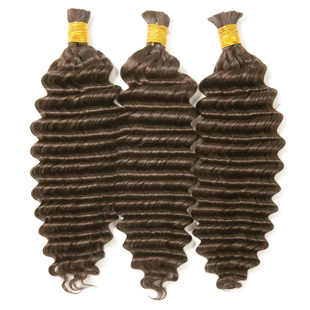 Double Drawn Burmese Color #4 Medium Brown Deep Wave Human Hair Bulk