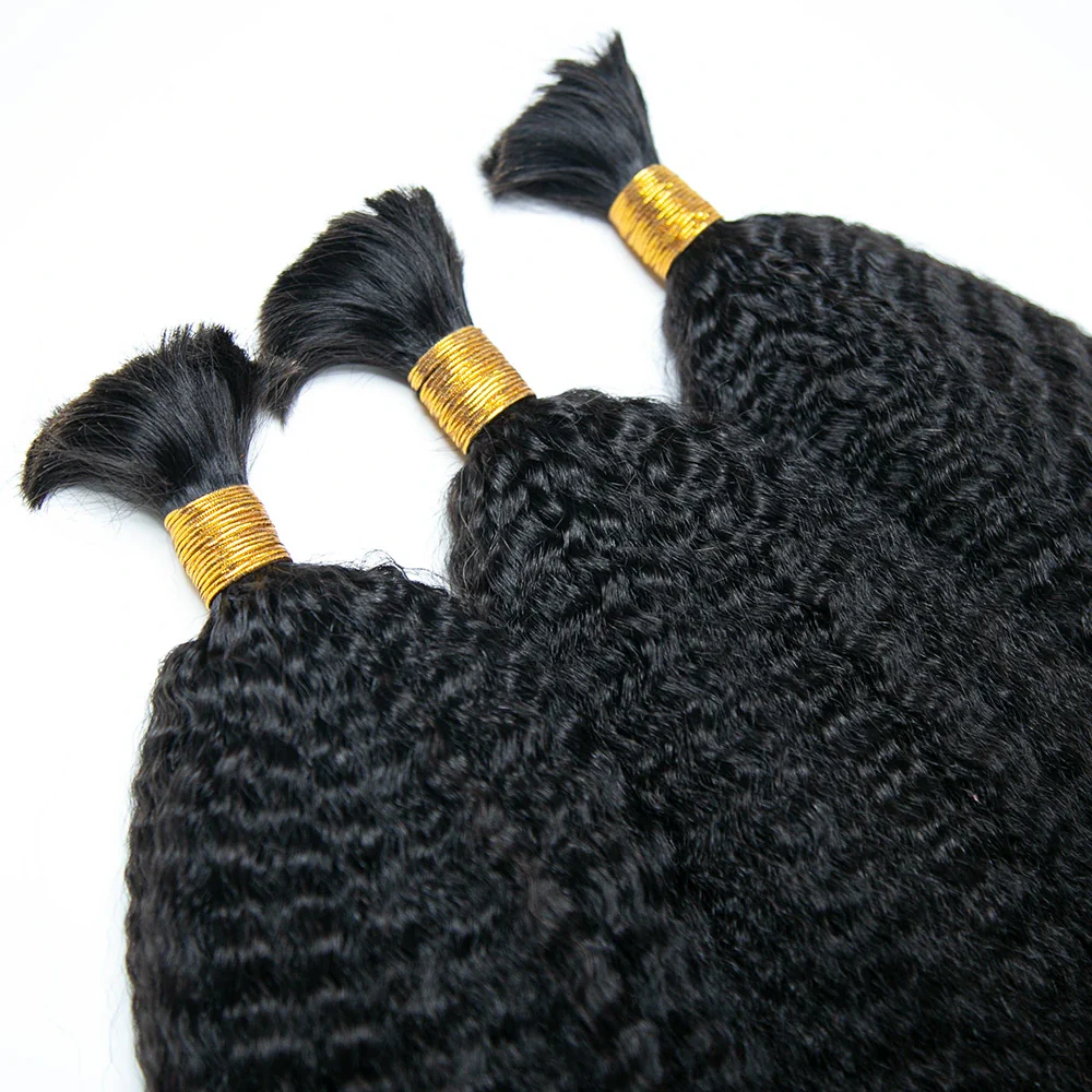 Double Drawn Burmese Kinky Straight Human Hair Bulk - Image 2