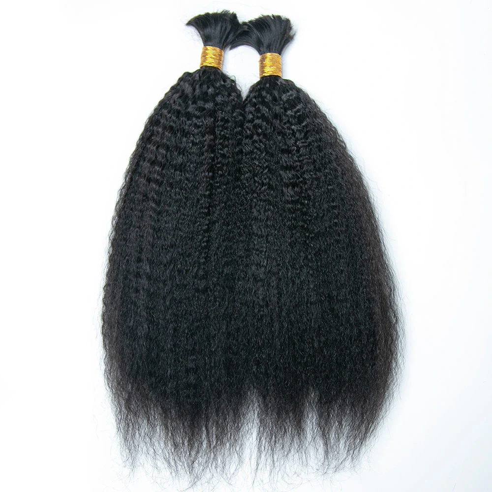 Double Drawn Burmese Kinky Straight Human Hair Bulk - Image 4