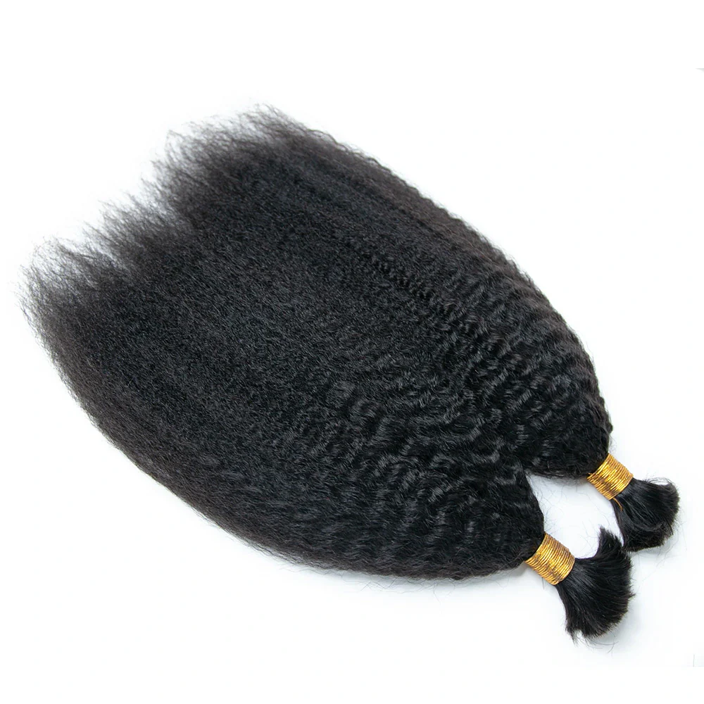 Double Drawn Burmese Kinky Straight Human Hair Bulk - Image 5