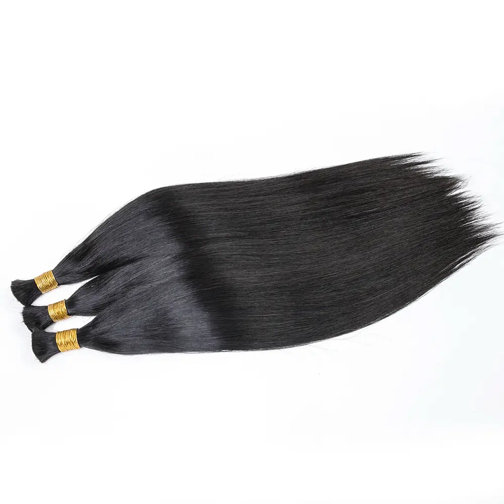 Double Drawn Burmese Silky Straight Human Braiding Hair - Image 4