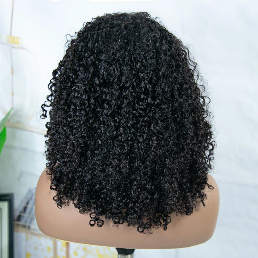 Drawstring 3 in 1 Kinky Curly Half Wig Human Hair - Image 5