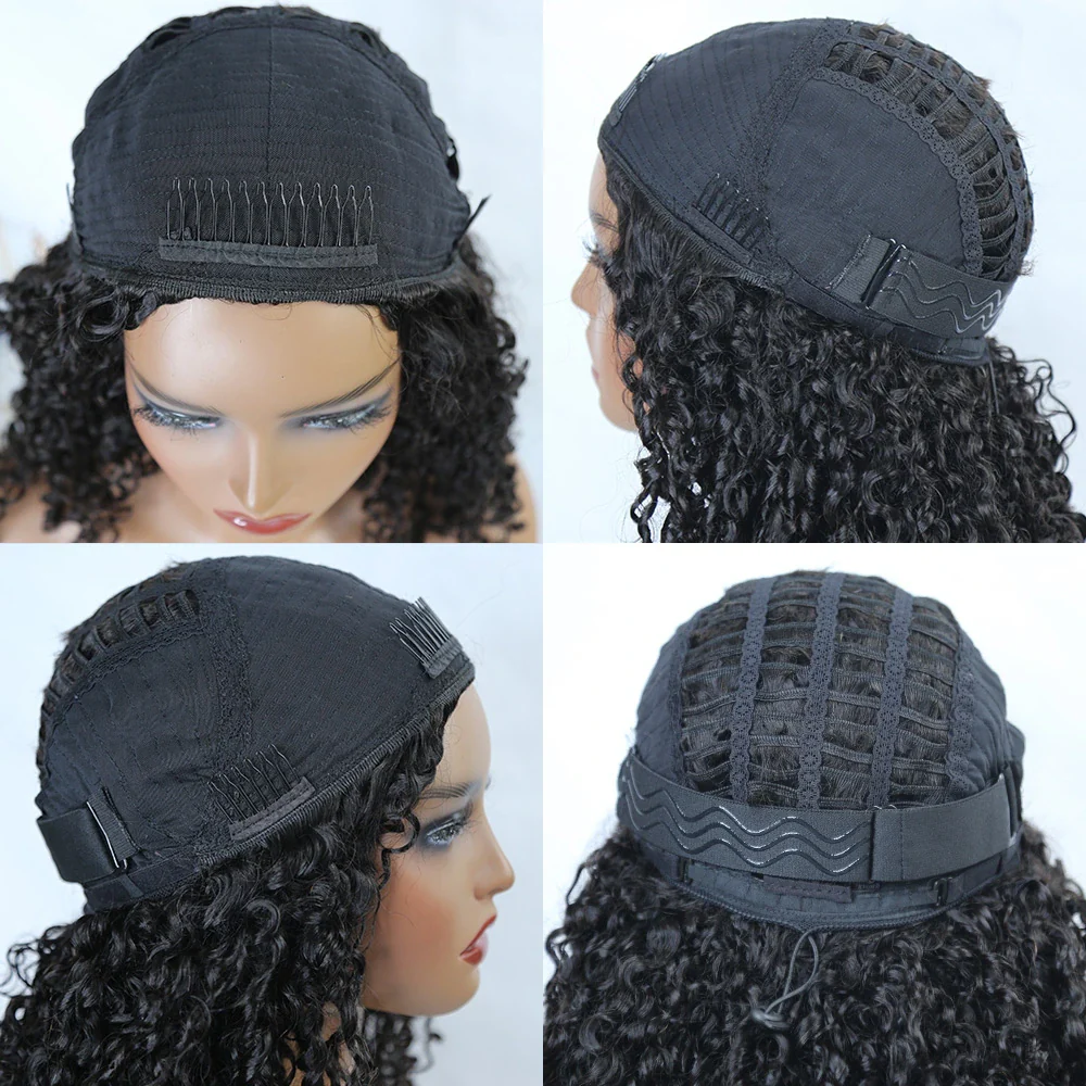 Drawstring 3 in 1 Kinky Curly Half Wig Human Hair - Image 7