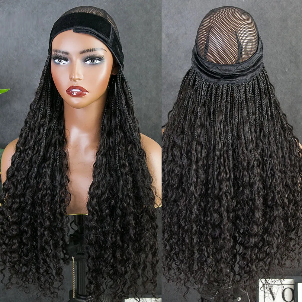💥Flash Sale | Grab & Go Braids Band Wig Boho Style with Human Hair Curls - Image 4