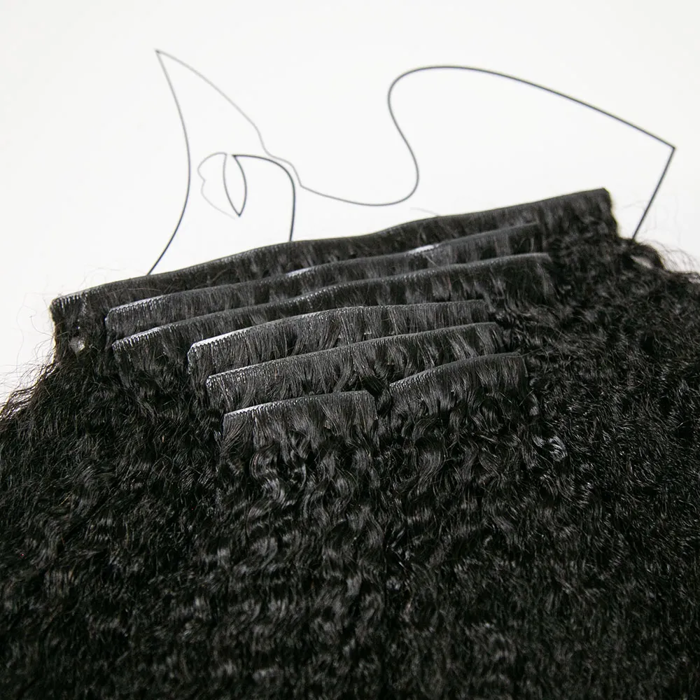 Invisible Edge Clip In Hair Extensions Kinky Straight - Image 7
