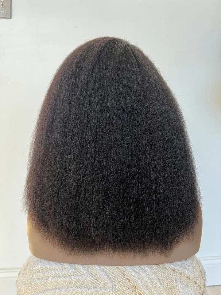 4C Edges | Kinky Straight Human Hair 13 x 6 Lace Front Wig with Curly Edges - Image 4