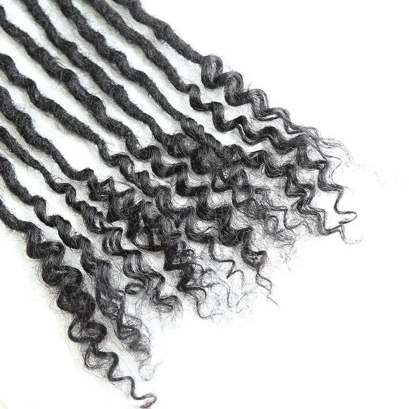 Human Hair Loc Extensions With Curly Ends - Natural Black #1B - Image 4