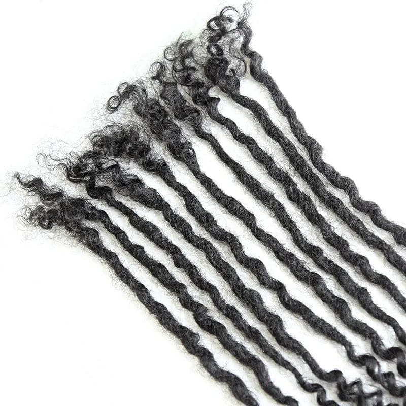 Human Hair Loc Extensions With Curly Ends - Natural Black #1B - Image 5