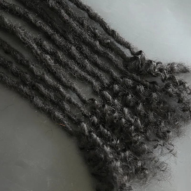 Human Hair Loc Extensions With Curly Ends - Natural Black #1B - Image 6