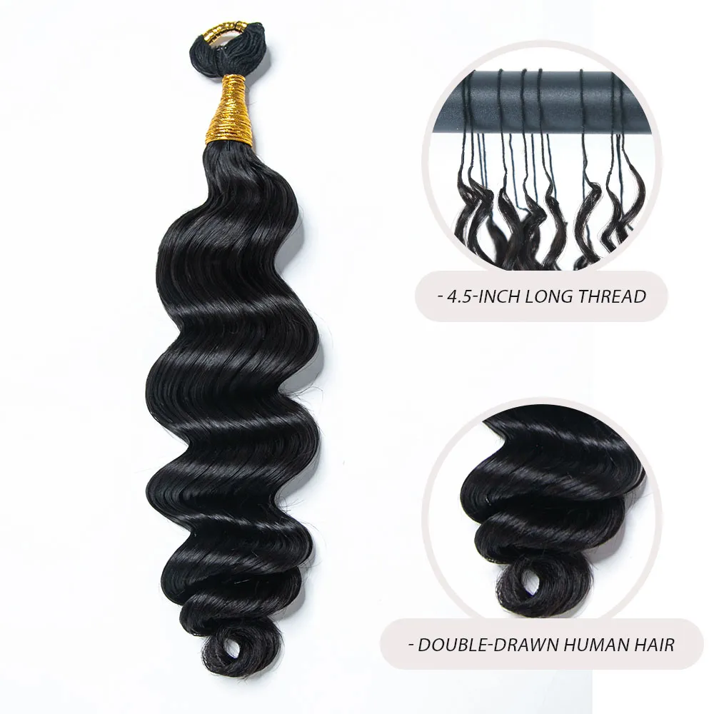 Loose Deep Wave Feather Crochet Boho Hair for Braiding (50 Strands) - Image 3