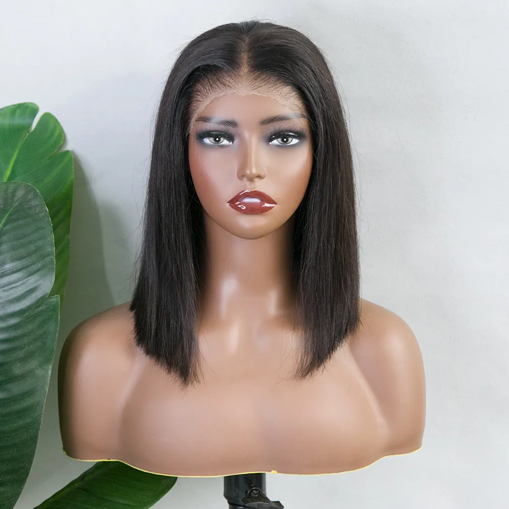 M-Cap Silky Straight Wear Go Pre Cut 9x5 HD Lace Glueless Human Hair Bob Wigs for Sale (US Customer Only)