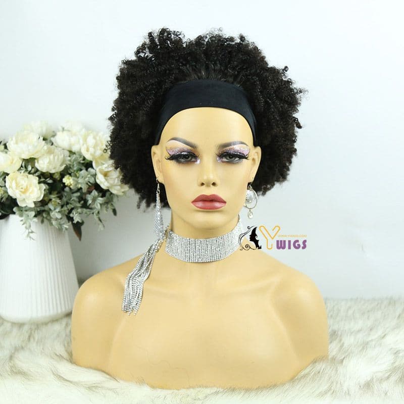 Mary Afro Kinky Curly Human Hair Headband Wig - Image 11