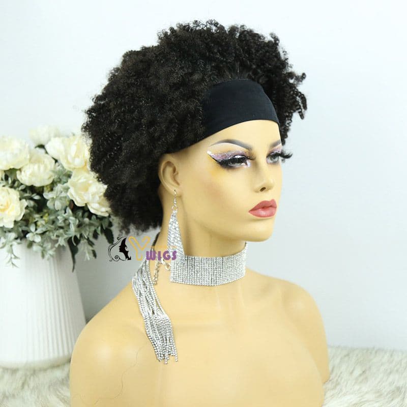 Mary Afro Kinky Curly Human Hair Headband Wig - Image 12