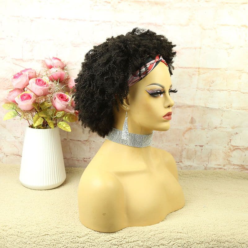 Mary Afro Kinky Curly Human Hair Headband Wig - Image 14