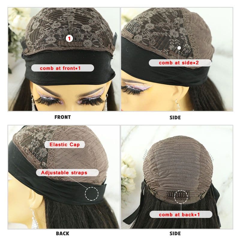 Mary Afro Kinky Curly Human Hair Headband Wig - Image 19