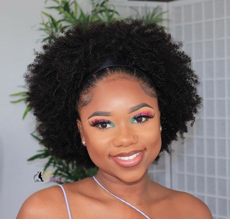 Mary Afro Kinky Curly Human Hair Headband Wig - Image 4