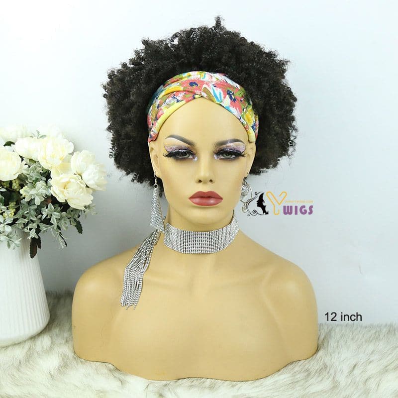 Mary Afro Kinky Curly Human Hair Headband Wig - Image 6