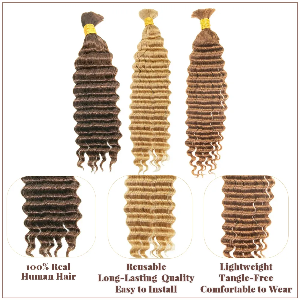 Multi-Color Bulk Human Braiding Hair Set Deep Wave - Image 2