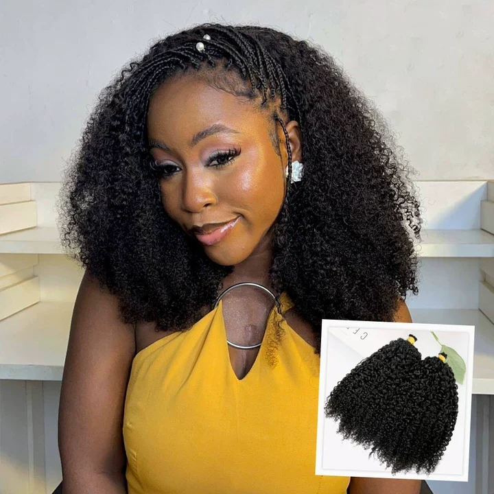 Multi-Textured Kinky Curly Bulk Hair Extensions for Braiding
