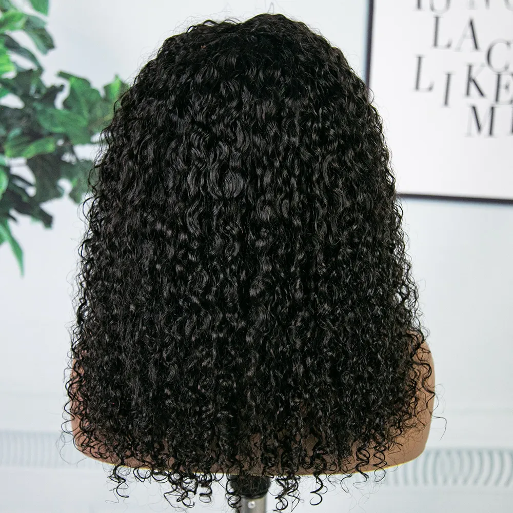 Multi-textured Kinky Curly Half Wig Flexible Fit Drawstring Human Hair Wig - Image 5